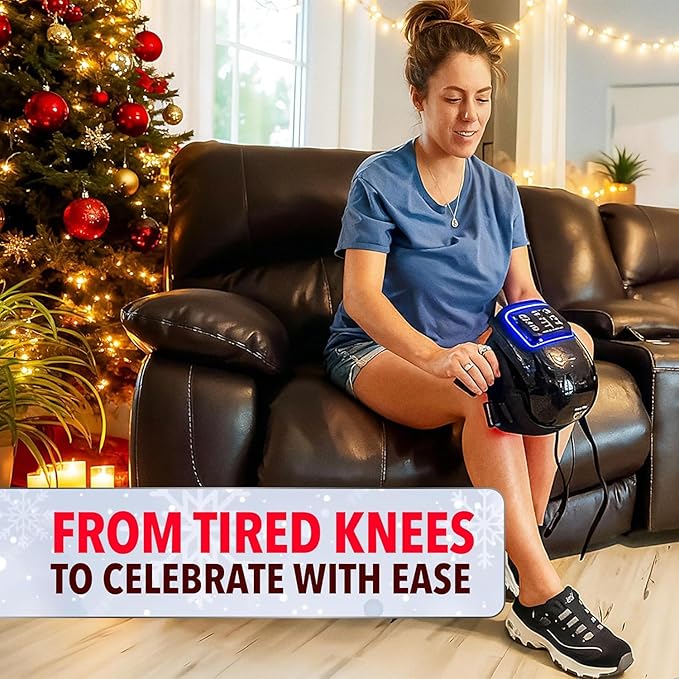 FORTHiQ Knee Massager Pro+ 6-in-1 with Heat, Dual Red Light and Vibration, Adjustable Straps and Memory Function, Ideal Winter Wellness, 2 Pieces