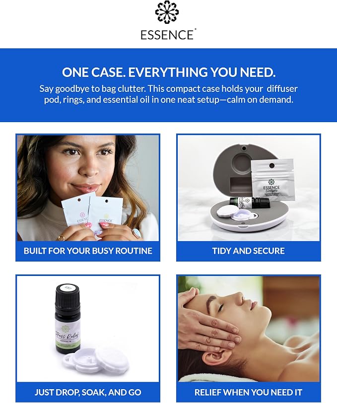 Essence Pearl Travel Case | Peppermint Essential Oil | Aromatherapy Nasal Diffuser & Essential Oil Carrying Case | Invigorating Peppermint Scent| Travel-Friendly Kit | White Pod