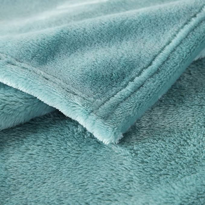 TASTHROW Large Flannel Fleece Throw Blanket, 50×70 Inch - Bluishgreen | Cozy Lightweight Thick Blanket - All Seasons Suitable for Women, Men and Kids