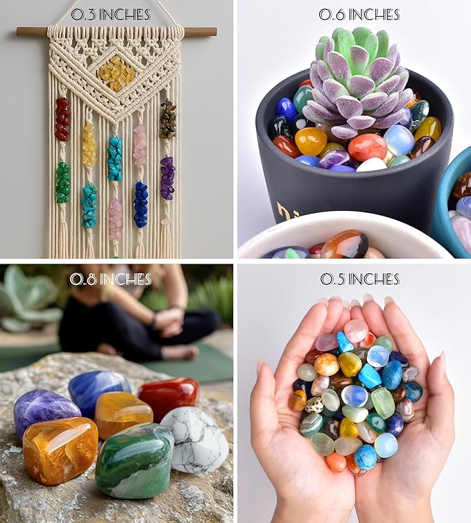 36 Varieties Healing Crystals Stones Bulk Set, Christmas Gifts - 2.5 lbs, 0.8" Natural Polished & Tumbled Gemstones Collection and Large Decorative Rocks for Chakra, Meditation, Reiki, Crafts