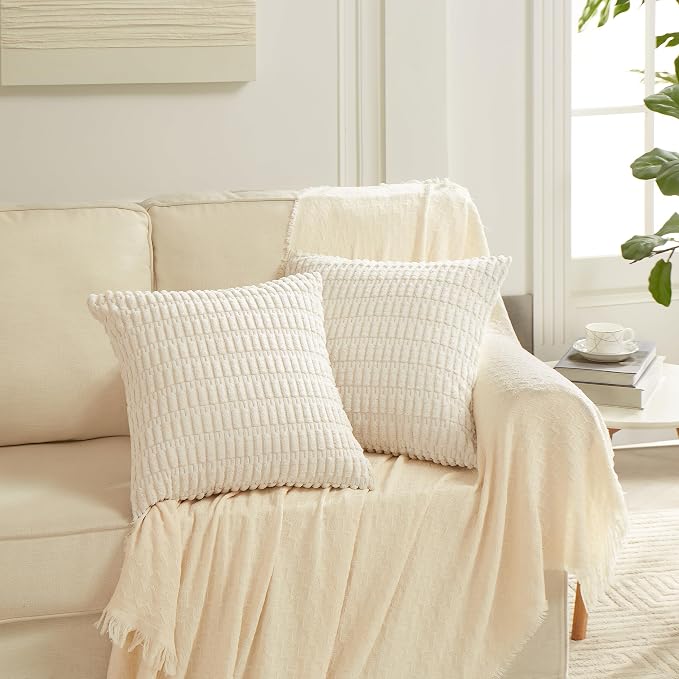 Fancy Homi 4 Packs Decorative Throw Pillow Covers for Living Room Couch Bed, Modern Farmhouse Boho Home Décor Accent Cushion Case, 24" x 16", Neutral