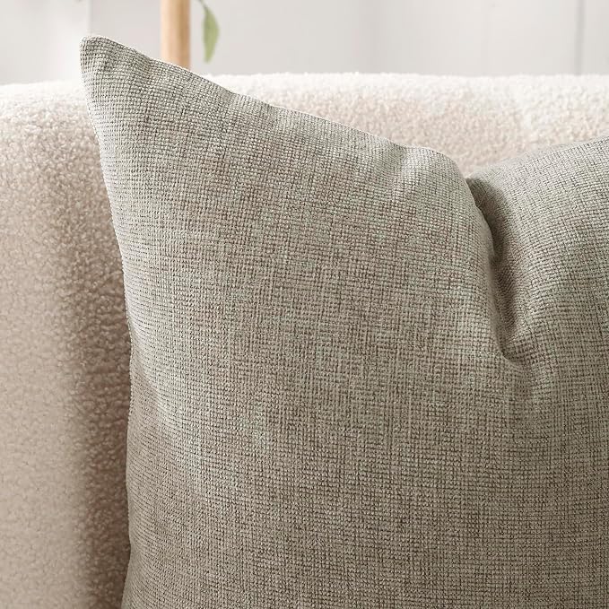 Pack of 2 Decorative Chenille Throw Pillow Covers, 22x22, Camel | Square Soft Cozy Concise Pillow Covers Modern Farmhouse Couch Cushion Cases for Sofa Bed Living Room Home Decor