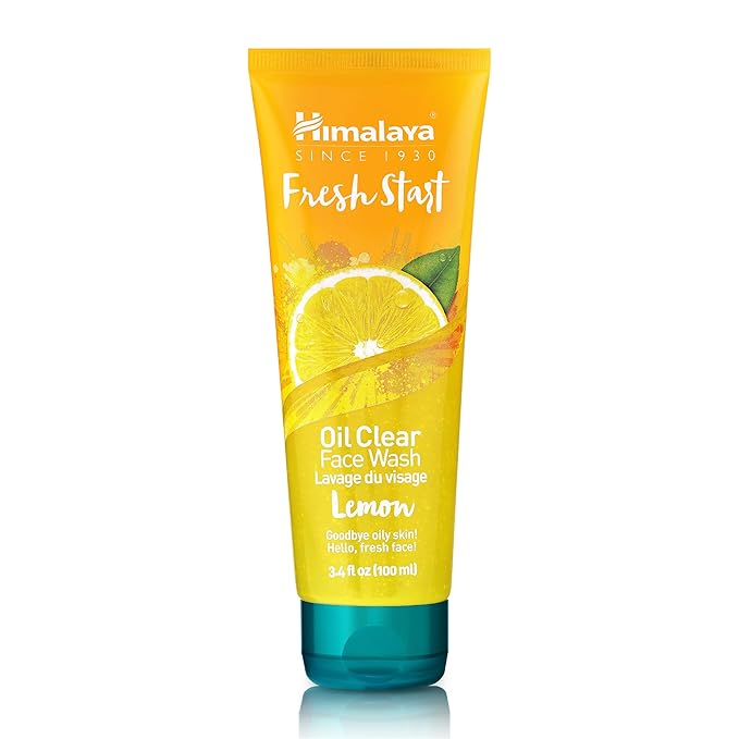 Himalaya Fresh Start Oil Clear Lemon Face Wash, Daily Facial Cleanser for Clean, Soft, Healthy-Looking, Hydrated Skin, Non-Drying for All Skin Types, 3.38 oz