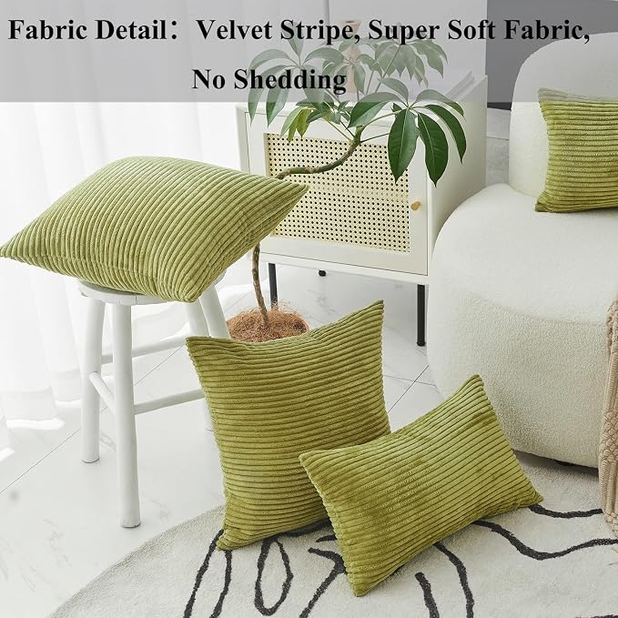Home Brilliant 20x20 Pillow Cover Solid Decorative Plush Throw Pillow Cover Soft Velvet Cushion Cover for Garden Backyard Patio Decor, 20 x 20 inch (50cm), Grass Green