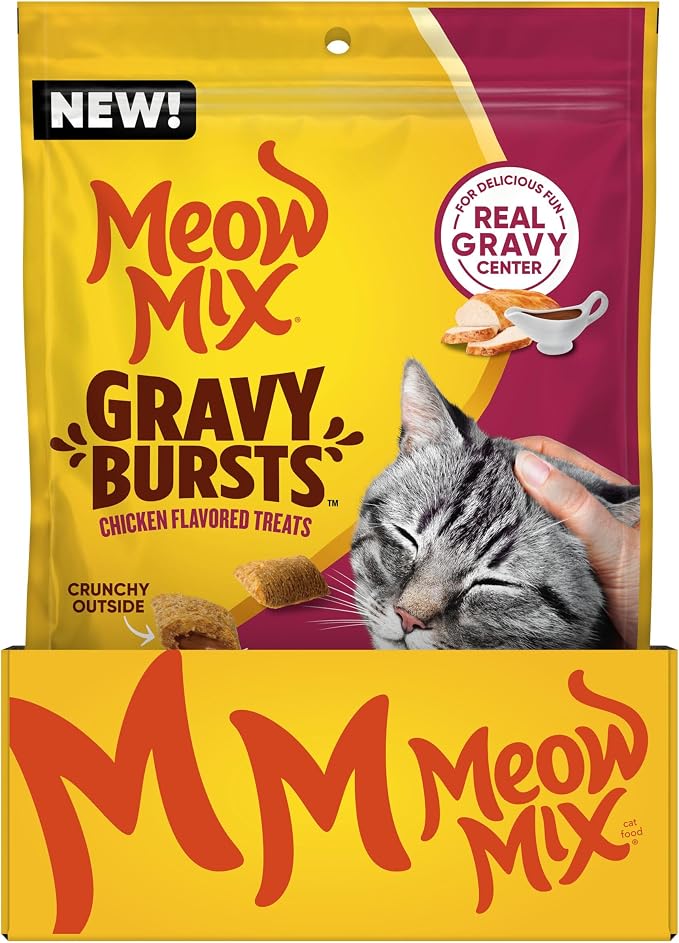 Meow Mix Gravy Bursts Chicken Flavored Cat Treats, 6.3 Oz. Bag (Pack of 5)