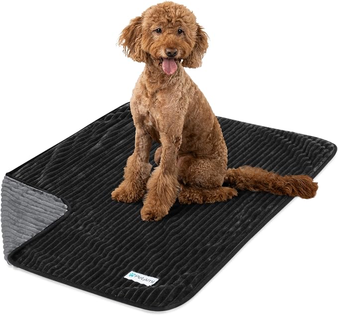 PetAmi Waterproof Dog Blanket, Leakproof Pet Blanket for Small Medium Large Cats, Soft Plush Reversible Sofa Couch Cover Protector, Washable Puppy Throw for Bed Crate, 60x80 in, Black Grey