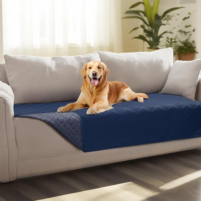 Luciphia Waterproof Couch Cover for Dogs, Non-Slip Pet Sofa Protector | Non-slip waterproof couch cover scratch-resistant machine washable protects sofa bed from spills fur, Navy Blue, 30" x 70"