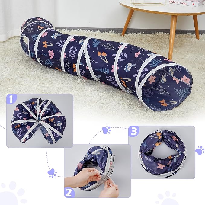 Glittme S-Shape Cat Tunnel, Foldable Cat Tunnels for Indoor Cats
