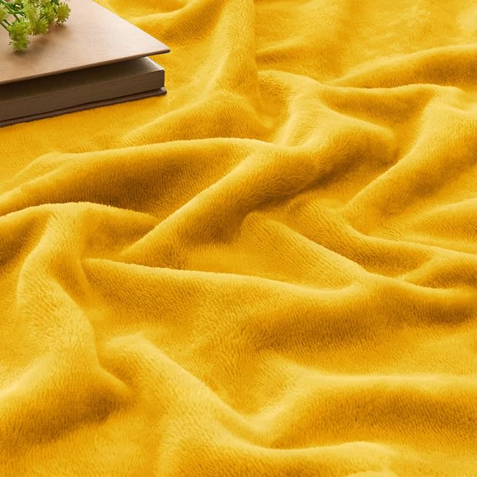 BEDELITE Fleece Blanket Soft Plush Queen Size Bed Blanket Yellow 90"x90" | Ultra Soft Fleece, Plush Microfiber, Lightweight Warmth, All Season Comfort, Fade Resistant, Machine Washable,Perfect for Bed