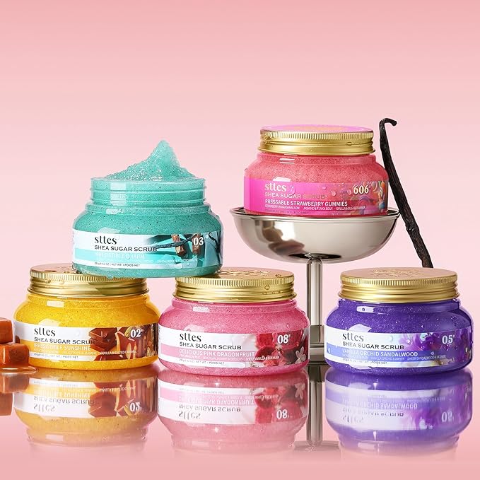 Sttes Smell Rio Shea Sugar Body Scrub 02 (Irresistible Sunshine) – Pistachio & Salted Caramel Scent Shower Treatment 250g
