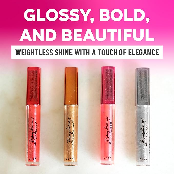 Lip Gloss for Women – Hydrating, Vitamin E Infused – Smooth Application, Clean Formula – Clear, Pink, Red & Brown Lipgloss, 4 Pack