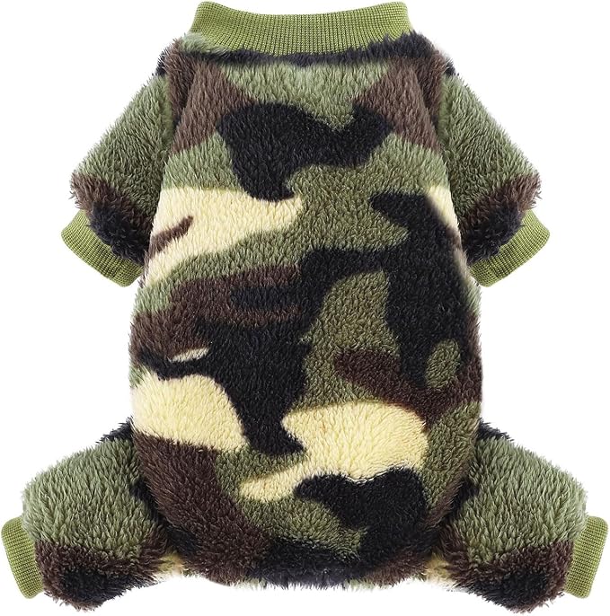 Yikeyo Dog Sweater, Dog Sweaters Pajamas for Small Dogs, Winter Pet Onesies Pjs,Puppy 4 Legged Sweater Clothes for Chihuahua Yorkie Teacup Jumpsuit,Cute Pet Outfits,Green Camouflage,XS,Chest 14IN