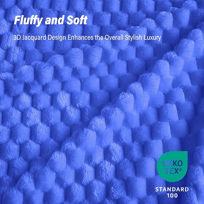 Bnuitland Soft Flannel Throw Blanket(50X70 inches), 3D Jacquard Fluffy Lightweight Fleece Blanket for Couch,Sofa,Bed, 300 GSM Super Cozy Warm for All Season Home Decor,Sky Blue