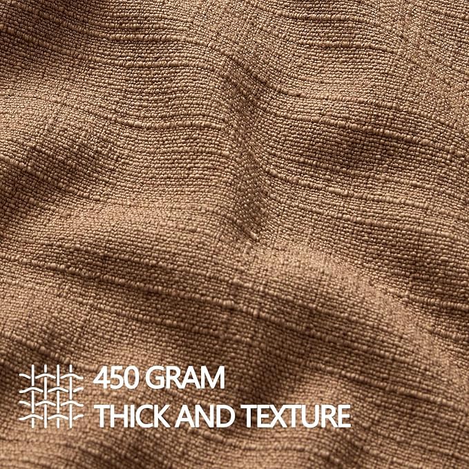 MIULEE Thick Textured Euro Sham Throw Pillow Covers 26x26 Inch Brown Sugar | Set of 2, Decorative Linen Blend Pillow Cover, Flange Edge Design, Farmhouse Modern Boho Style, Bed Couch Living Room Decor