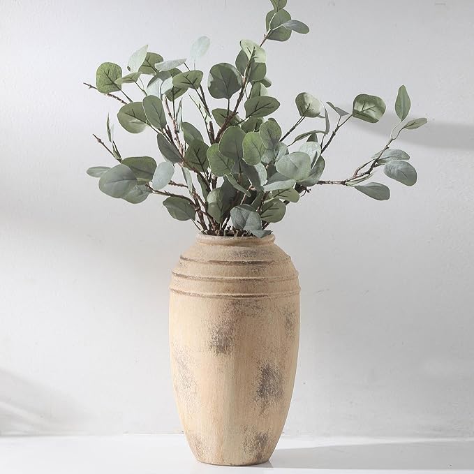 Large Ceramic Rustic Vase,12.87 Inch Tall Vintage Vase for Home Decor | Farmhouse Flower Vase for Living Room, Bedroom, Shelf, Entryway, Table Decor and Housewarming Gift
