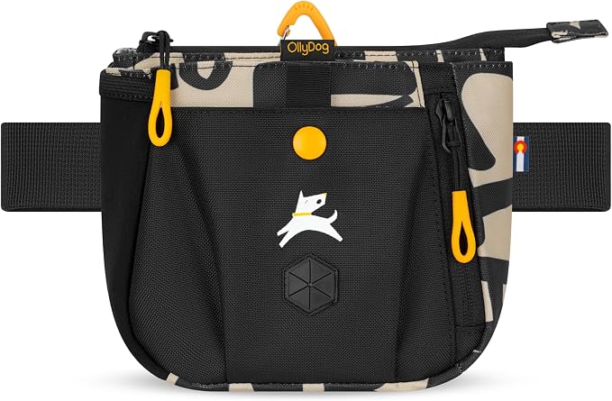 OllyDog Backcountry Day Bag | Dog Training Treat Pouch | Eco-Friendly Recycled Fabric Fanny Pack with Zipper Closure, Built-in Poop Bag Dispenser & Adjustable Waist Belt (Ciao)