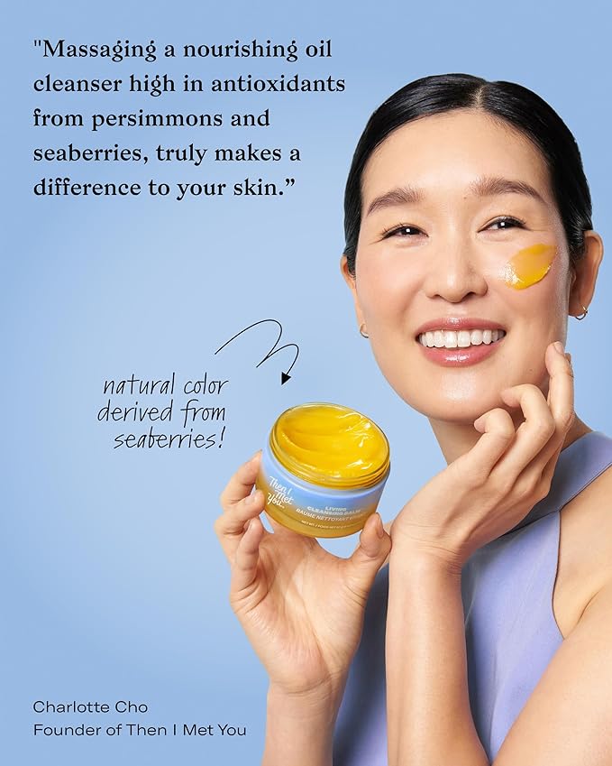 Then I Met You Living Cleansing Balm, Melts Makeup & Sunscreen, Non-Stripping Zero Residue Oil Cleanser with Seaberry, Olive, Grape Seed Oils, Vit E & Persimmon, First-Step Clean Vegan Korean Skincare
