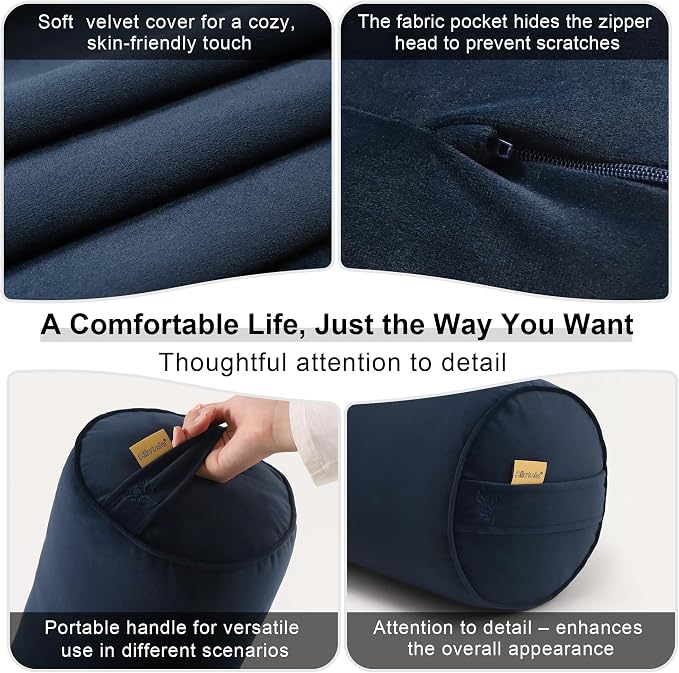 Body Pillow for Adults,Long Round Pillow,Big Cylindrical Pillow,Large Full Bolster Pillows for Side Sleepers (Teal Blue, 59"*7.87")