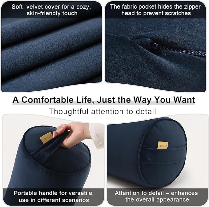 Body Pillow for Adults,Long Round Pillow,Big Cylindrical Pillow,Large Full Bolster Pillows for Side Sleepers (Teal Blue, 47.24"*7.87")