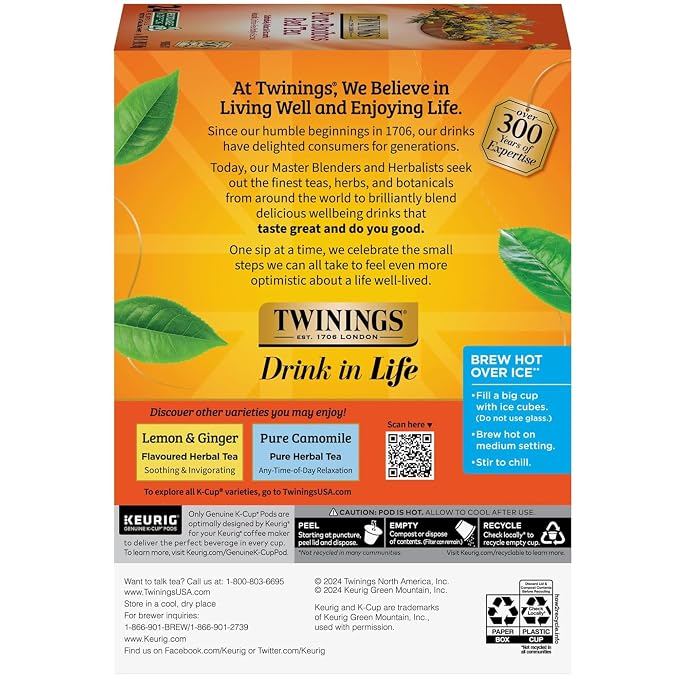 Twinings of London Decaffeinated Earl Grey Tea K-Cups for Keurig, 24 Count (Pack of 2)