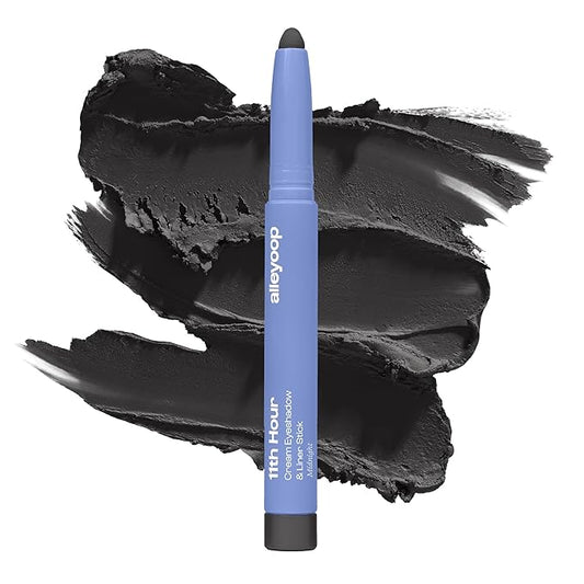 ALLEYOOP 11th Hour Waterproof Cream Eyeshadow Stick – Long-Lasting Eye Shadow Pencil & Eyeliner, Cream to Powder Stick & Highlighter – Smudge-Proof Eyeshadow Matte, Black Matte