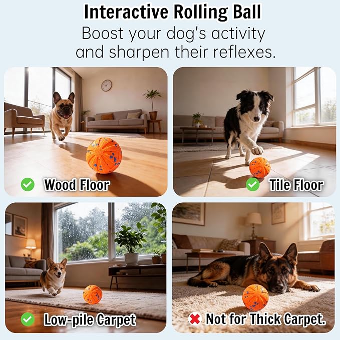 Self-Moving Rolling Dog Ball, Interactive Toy, Rechargeable