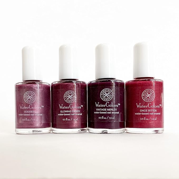 Honeybee Gardens Water-Based Nail Enamel, Vintage Merlot, Matte Deep Berry Red Wine, Eco-Friendly, Odorless & Vibrant Polish, 0.5 fl oz