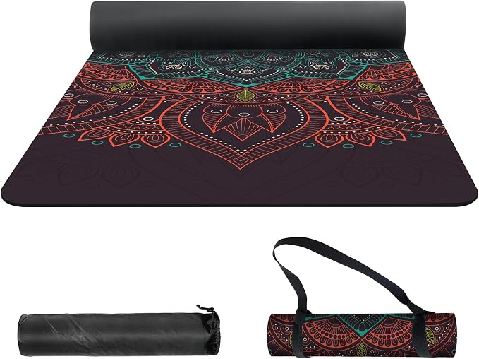 nuveti Yoga Mat Print Extra Thick TPE Non Slip Fitness Exercise Mat with Carrying Bag,72"x24" Extra Thick 6MM Exercise & Workout Mat for Yoga, Pilates Fitness and Floor Exercises