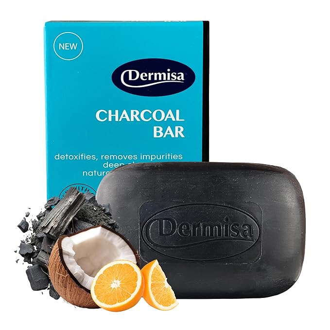 Dermisa Detoxifying Charcoal Bar Soap with Activated Charcoal, Coconut Oil and Shea Butter - Deep Pore Cleansing and Acne Treatment Soap for All Skin Types, 3.0 oz