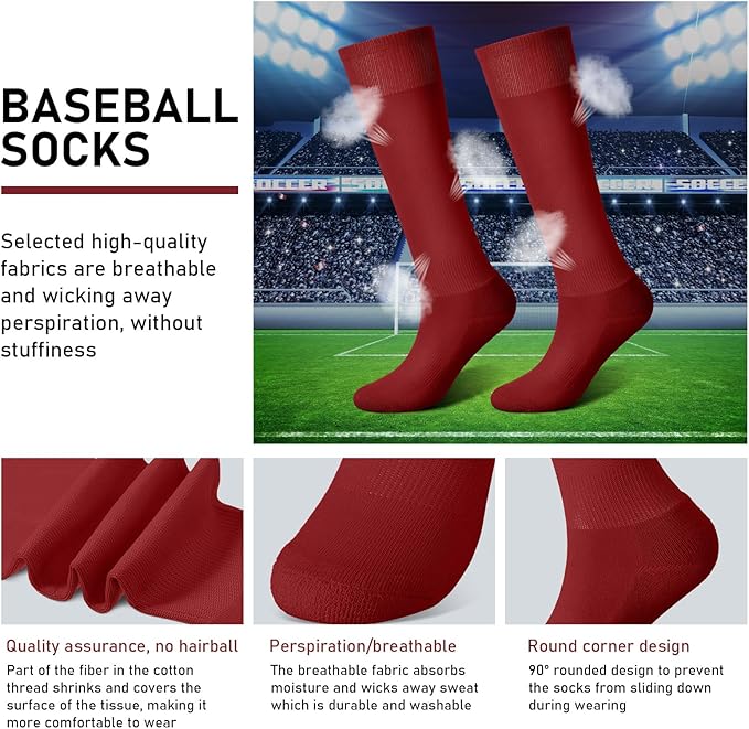 Zhanmai Baseball Belt and Socks Combo Adjustable Softball Socks and Elastic Waist Belt for Youth Boys Girls, Adult