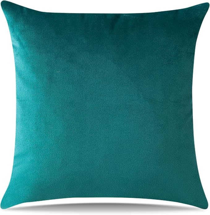 Artscope Luxury Velvet Pillow Covers Decorative Square Pillowcases Soft Solid Cushion Cases for Couch Sofa Bedroom Home Decor 20x20 Inch Teal
