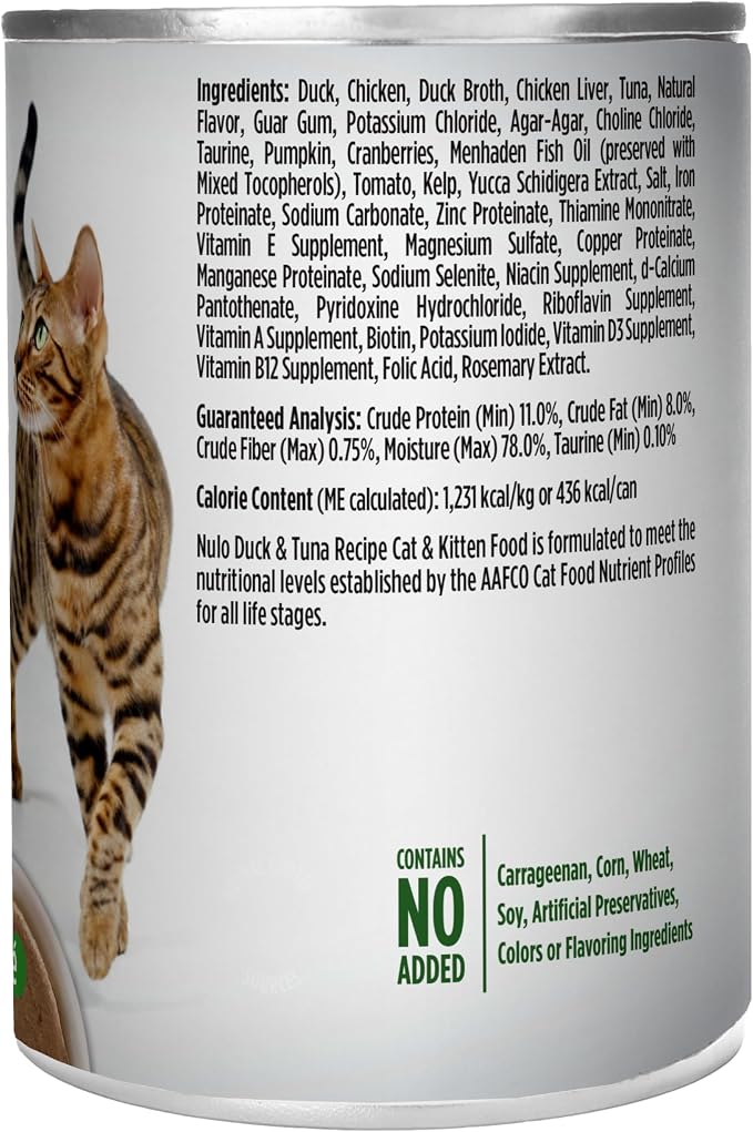 Nulo Duck & Tuna Recipe Pate Wet Canned Cat Food,12.5 Ounce,(Pack of 24)