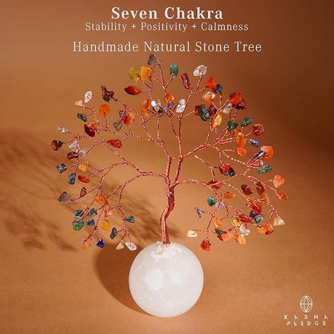 7 Chakra Crystal Tree of Life Birthday Gifts for Women, Handmade Home Decor, Office, Room Decoration, Reiki Healing Crystal Chakra Tree for Money, Positivity, Good Luck Gifts for Her, Mom & Dad