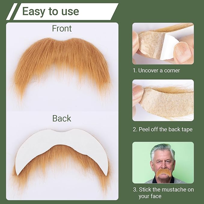 Self Adhesive Fake Mustache False Facial Hair Stick On Cosplay Mustache Halloween Party