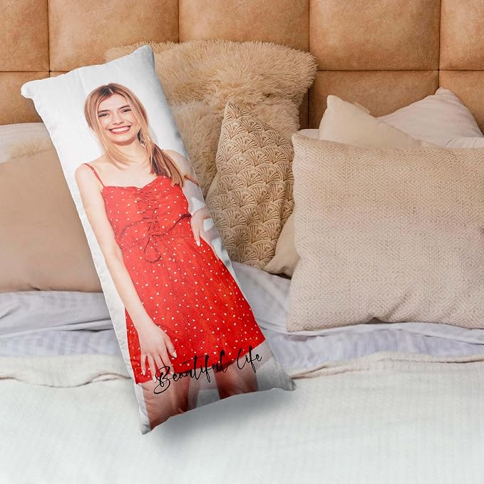 Easycosy Custom Body Pillow with Picture & Text 20"x54", Two-Sides Photo Pillowcase, Personalized Soft Skin-Friendly Long Pillow Cover with Photo, Custom Love Keepsake Gifts (No Pillow Insert)