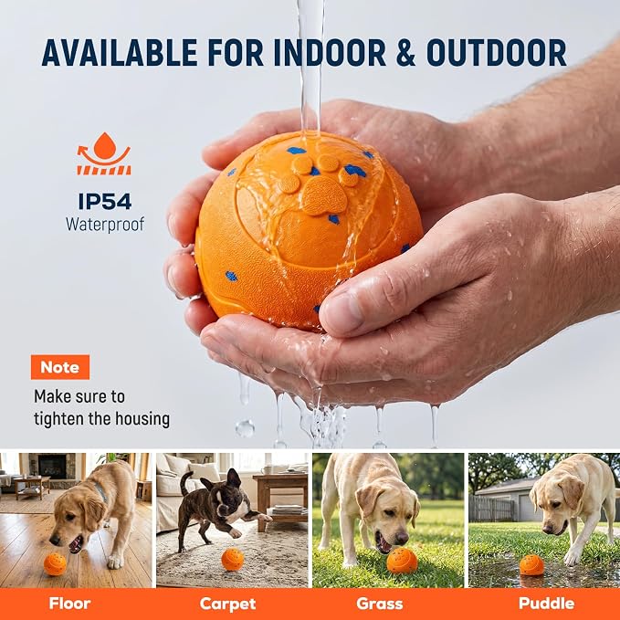 Interactive Dog Ball Toys - Automatic Moving, Bouncing Chew Toys, Wicked Balls with 3 Modes, E-TPU Vibrating Dog Ball for Small/Medium/Large Dogs, Birthday Gifts for Dogs(Orange)