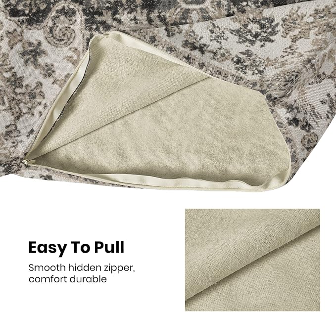 AEIOAE Boho Pillow Covers 20x20 Inch Set of 2,Carpet Pattern Throw Pillows Case,Black White Grey Ethnic Design Outdoor Decorative Square Linen Farmhouse Decor Cushion Covers for Home Sofa Bed Couch