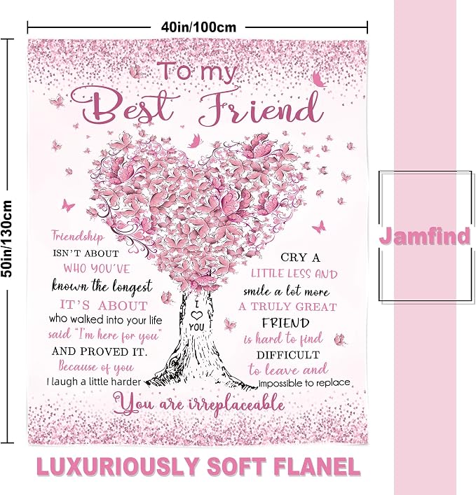 Best Friend Birthday Gifts for Women, Gifts for Best Friend Woman, Bestie BFF Soul Sister Graduation Gift Ideas for Women Blanket 40"x 50", Friendship Unique Gifts