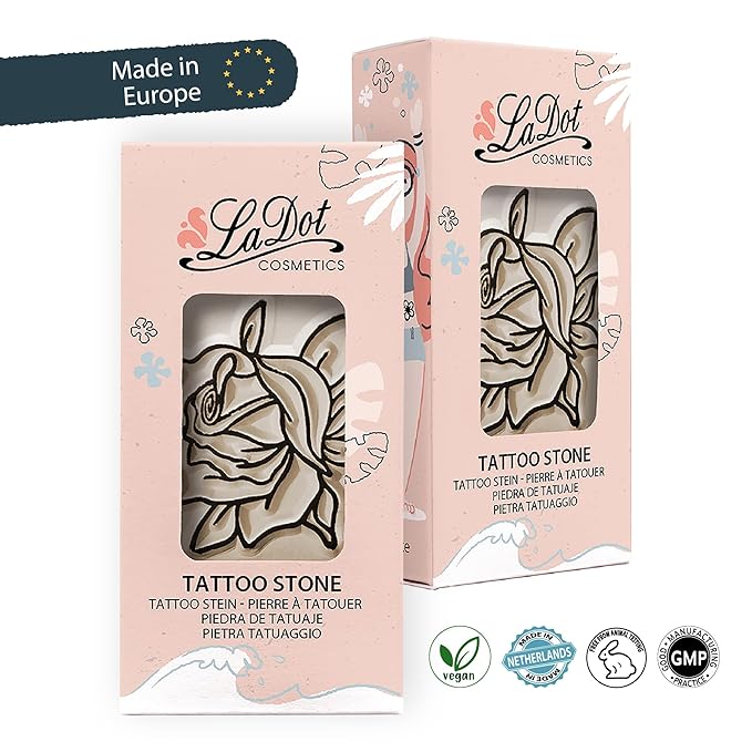 LaDot Temporary Tattoo Stamp– Easy-to-Use Reusable Ceramic Skin Stamp for Creating Custom Temporary Tattoos – Fun Body Art Tool for Parties, Events, and Festivals (Rose, Large)