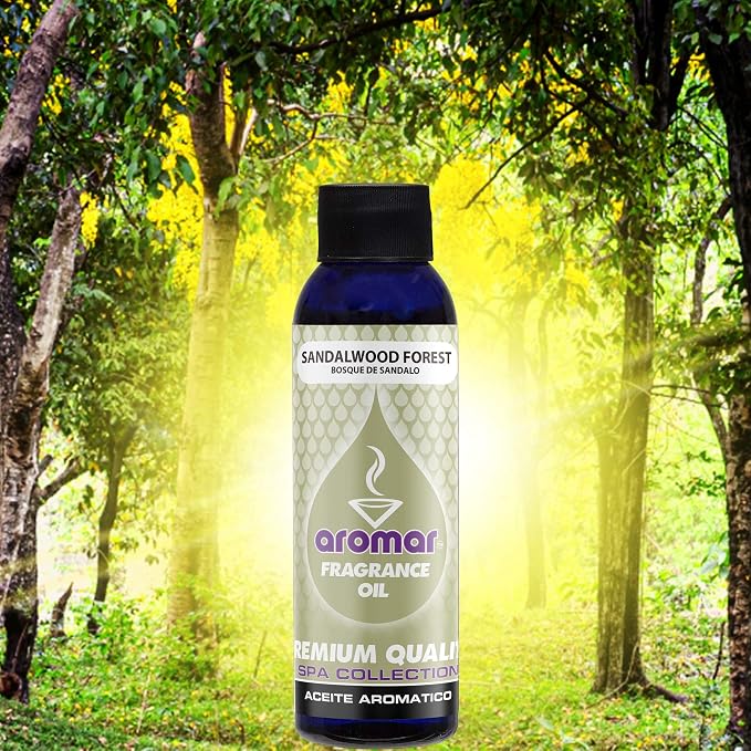 AROMAR Premium Fragrance Oil, Long-Lasting, Refreshing Uplifting Aroma for Aromatherapy, Relaxation & Household Uses, Sandalwood Forest 4 oz.
