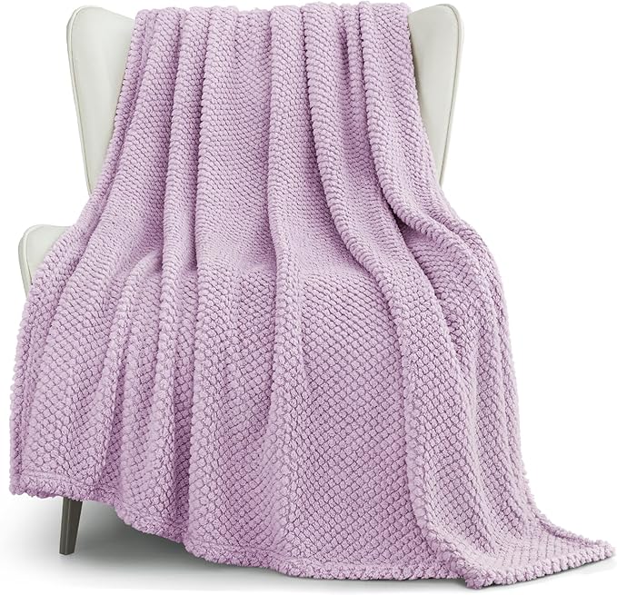 Whale Flotilla Extra Large Soft Fleece Throw Blanket for Couch | 50x70 Inch, Lilac, Suitable for Sofa Chair Bed, Fluffy Fuzzy Jacquard Blankets for All Season, Lightweight and Cozy
