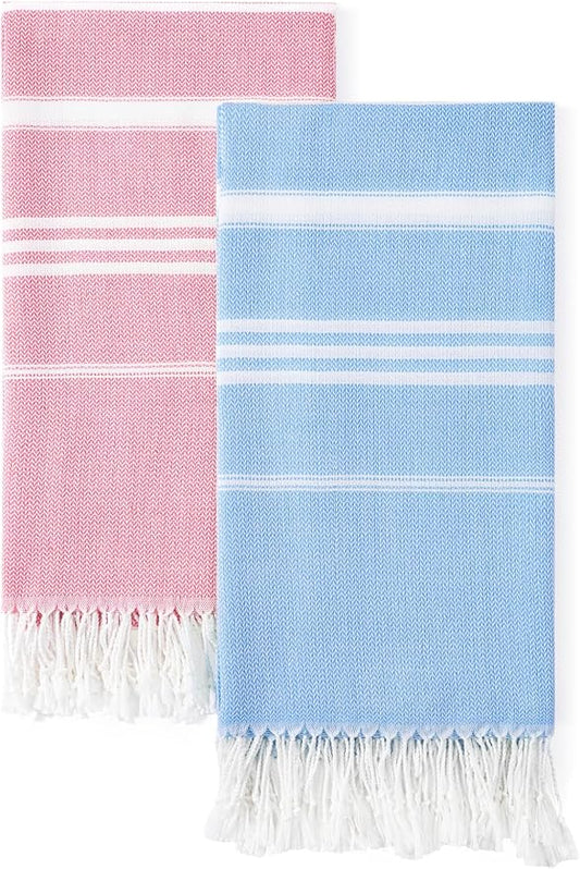 2 Packs Cotton Turkish Beach Towels Quick Dry Sand Free Soft Absorbent Extra Large Xl Big Blanket Adult Oversized Bath Pool Swim Towel Lightweight Thin Sandless Fast Drying Compact No Sand Packabl