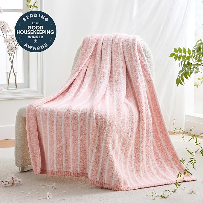 Snuggle Sac Bedding Blanket, Pink, Twin Size 60x80 | Ultra Soft, Warm Cozy Knit Fuzzy, For Sofa, Bed, Living Room
