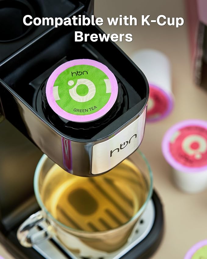 HBN Tea 40-Count Sampler Variety Pack for K-Cup Brewers, Healthy & Energizing Tea Capsules, Gift Box Set (Green, English Breakfast, Earl Grey, Jasmine)