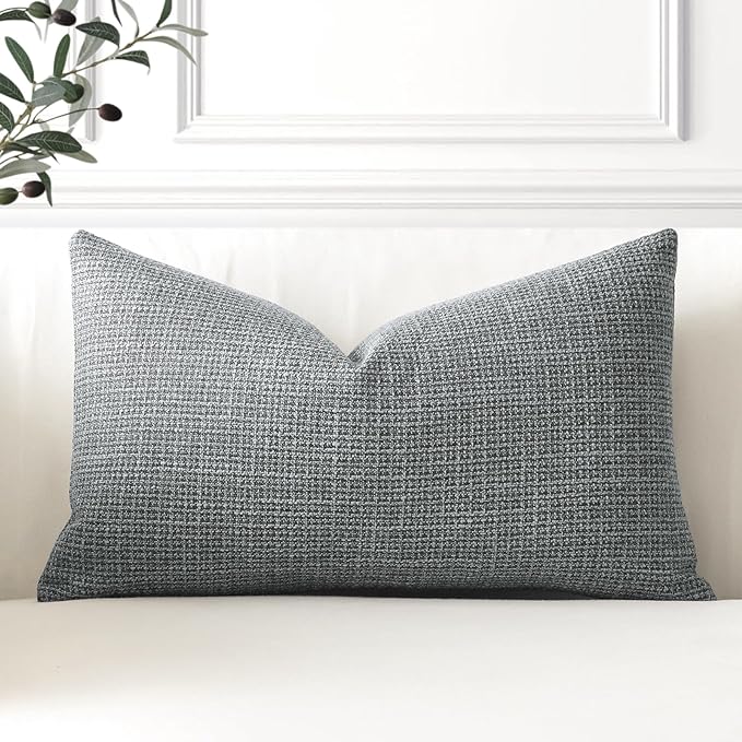 OTOSTAR Linen Throw Pillow Cover Set of 1 Decorative Lumbar Pillowcases Cushion Covers 12x20 Inch for Home Decor Sofa Bedroom Car 30 x 50CM Dark Grey