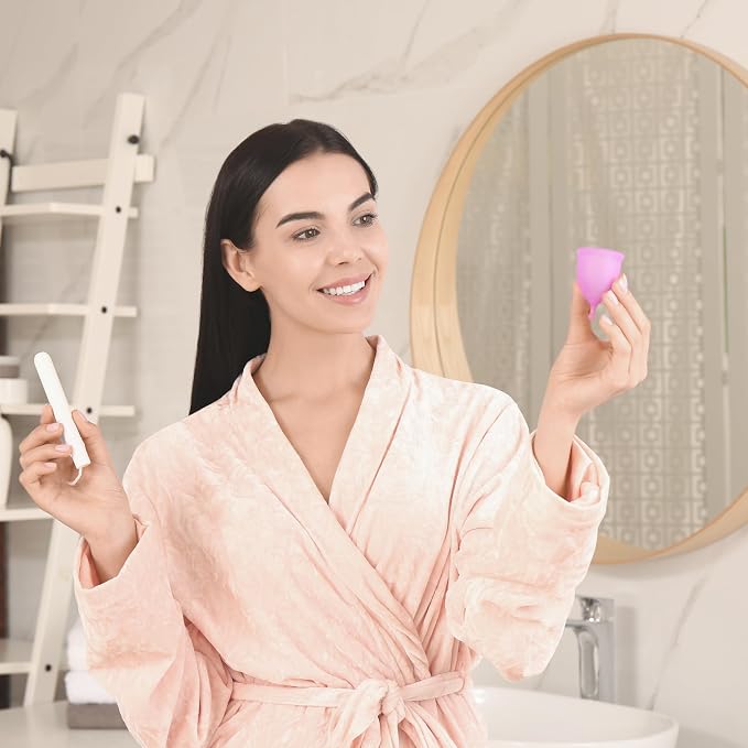 EcoBlossom Reusable Menstrual Cup Set - The Most Reliable Medical Grade Silicone Period Cups - Comfortably use for 12 Hours (2 Small Cups)