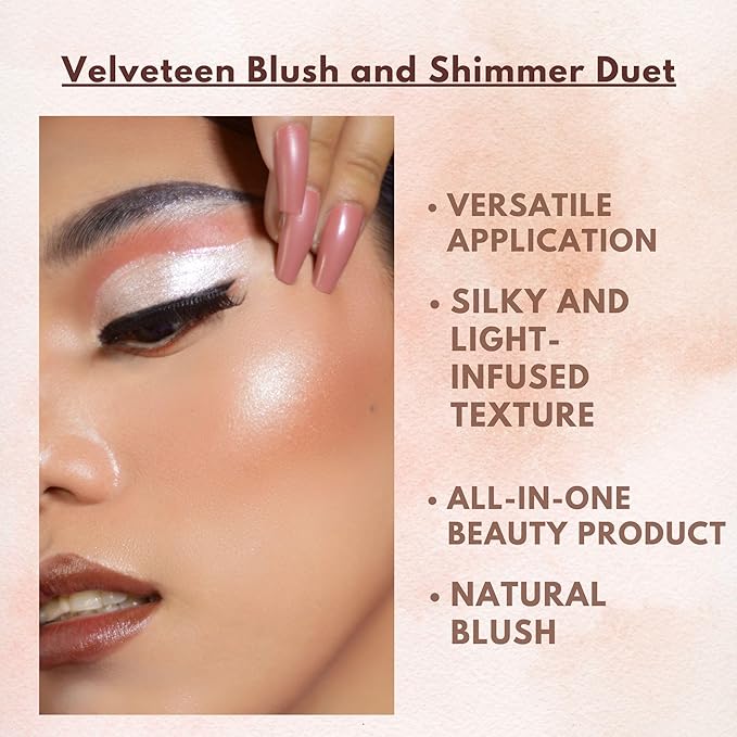 GA-DE Velveteen Blush and Shimmer Duet, 50 - Formulated with Micronized Pearls and Pigments for Sculpting Face and Décolleté - Paraben-Free - 0.26 oz