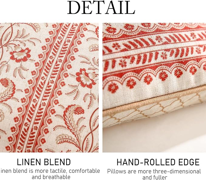 Designer Linen Throw Pillow Cover,Set of 2,18"x18"-Chamonix A | Vintage Elegant Square Pillow Cover,Concealed Zipper Design,Floral Pattern,Sofas,Bedroom,Living Room,Lounge Chairs