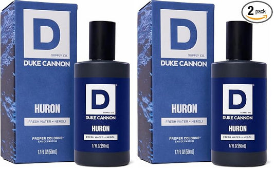Duke Cannon Proper Cologne Huron | Men's Eau de Parfum | Fresh Water and Neroli | Aquatic, Fresh, Long-Lasting Scent | 1.7 fl oz (Pack of 2)