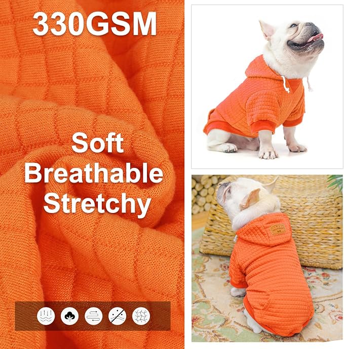 BEAUTYZOO Dog Hoodies Sweater for Large Dogs,Waffle‑Like Laminated Pet Coat | Warm Dog Sweatshirt with Pocket & Leash Hole,Pullover Clothes for Girl Boy Dogs,Stretchy & Easy‑On‑Off,Labrador & Great Danes